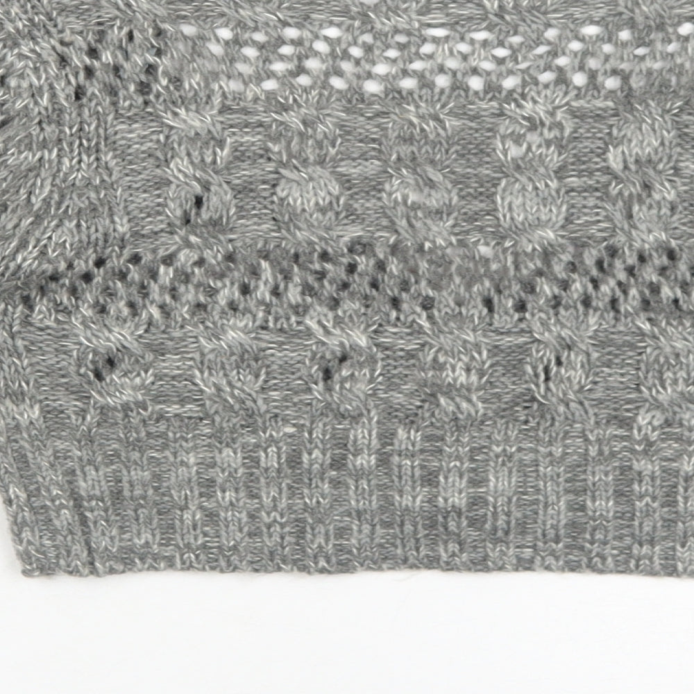 New Look Womens Grey V-Neck Acrylic Cardigan Jumper Size 10 - Cropped