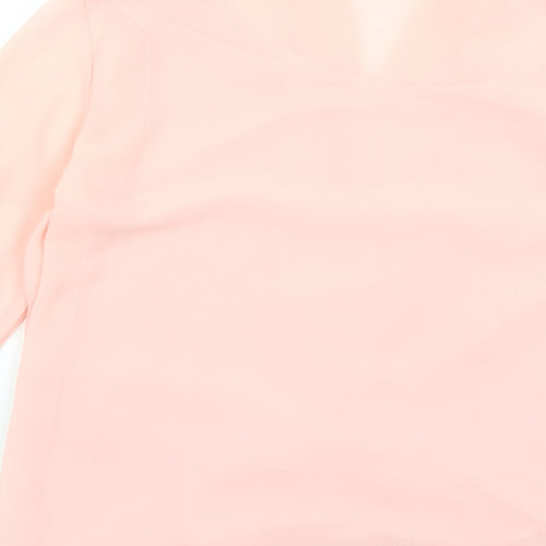 STACCATO Womens Pink Polyester Basic Blouse Size L V-Neck