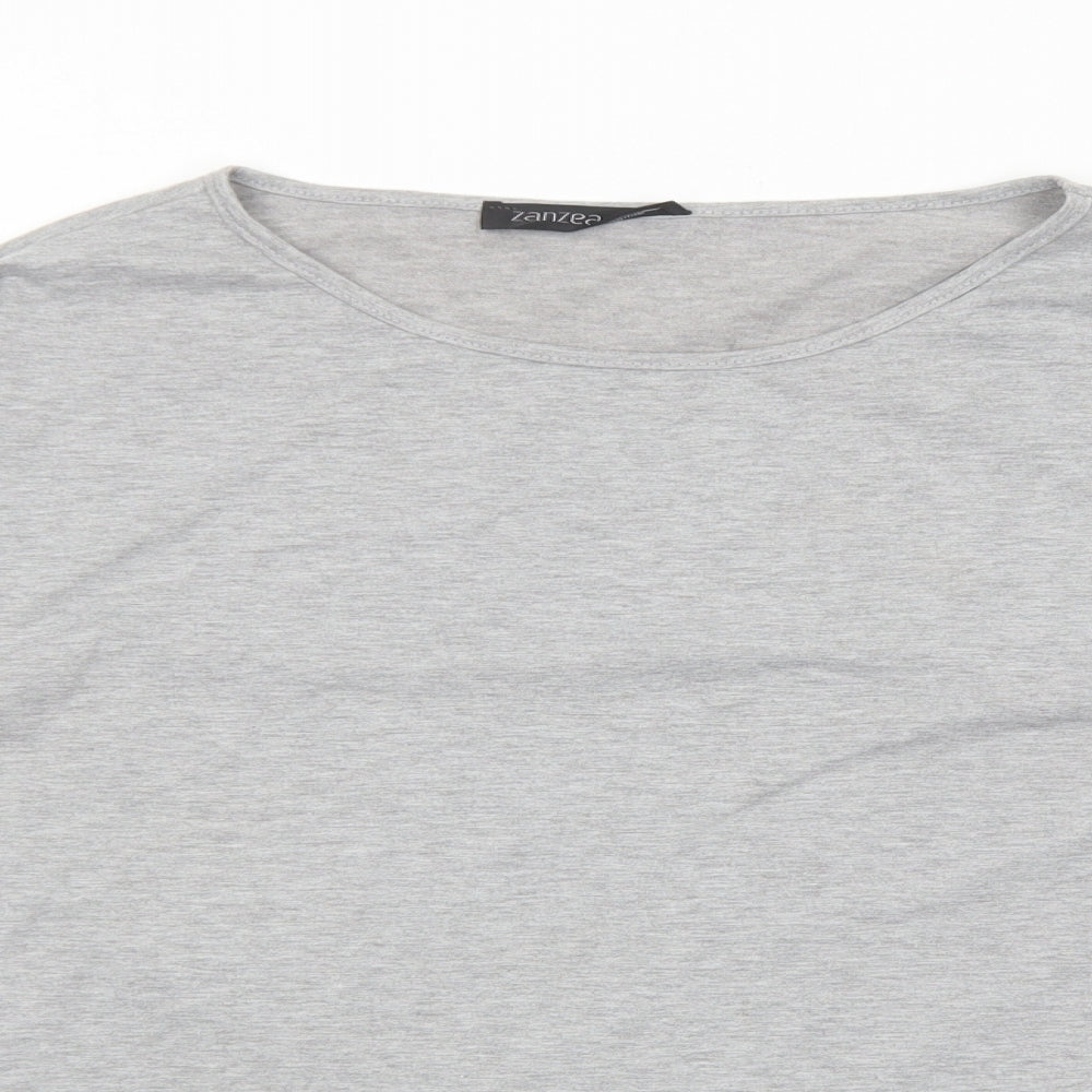 Zanzea Womens Grey Geometric Polyester Basic T-Shirt Size M Round Neck
