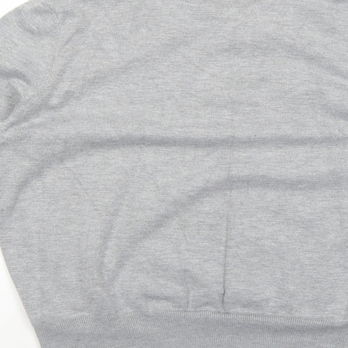 Paramour Womens Grey Collared Viscose Pullover Jumper Size L - Contrasting Trim