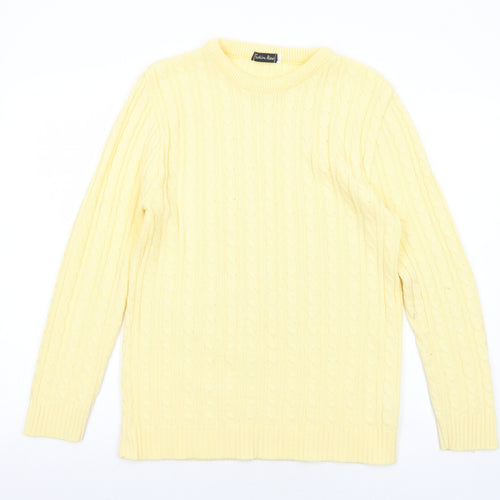 Fashion Alert Womens Yellow Round Neck Acrylic Pullover Jumper Size M