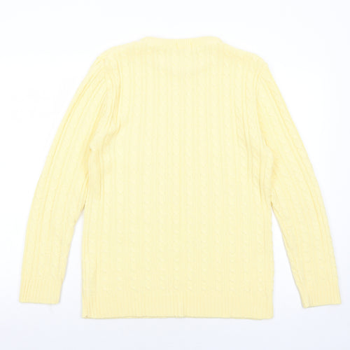 Fashion Alert Womens Yellow Round Neck Acrylic Pullover Jumper Size M