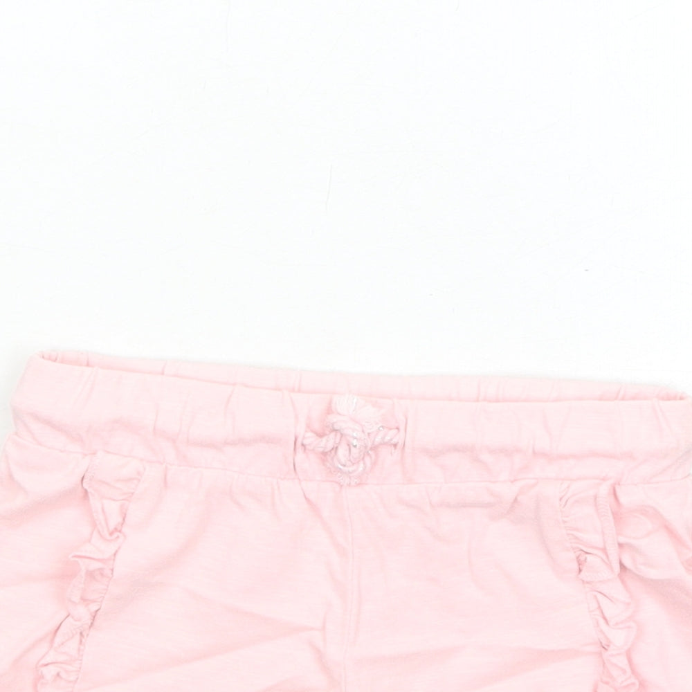 F&F Girls Pink Cotton Sweat Shorts Size 2-3 Years Regular Drawstring