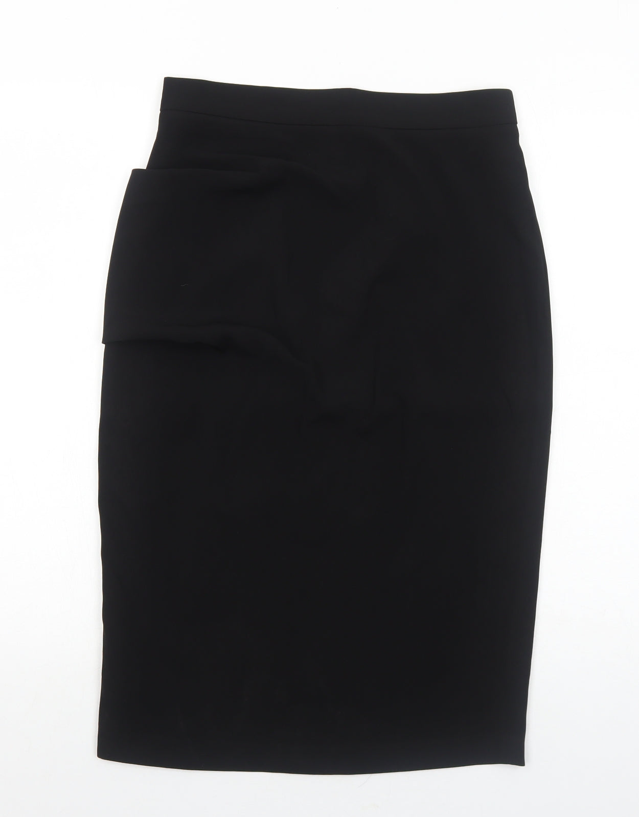 Preworn Womens Black Polyester Straight & Pencil Skirt Size 10 Zip