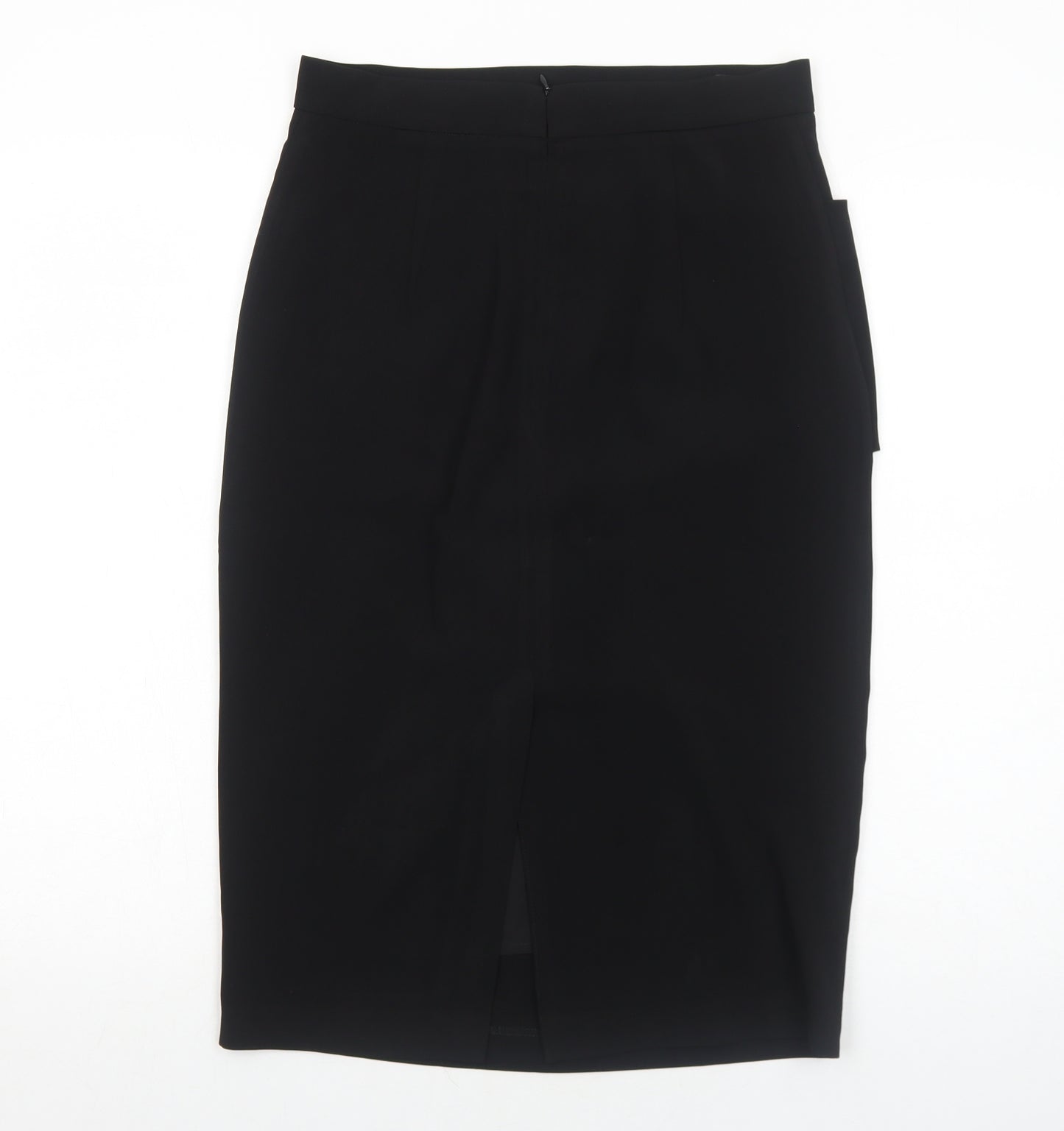 Preworn Womens Black Polyester Straight & Pencil Skirt Size 10 Zip