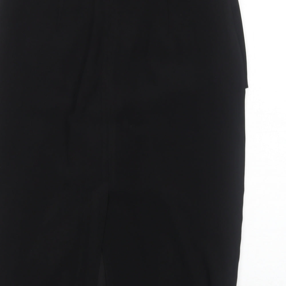 Preworn Womens Black Polyester Straight & Pencil Skirt Size 10 Zip