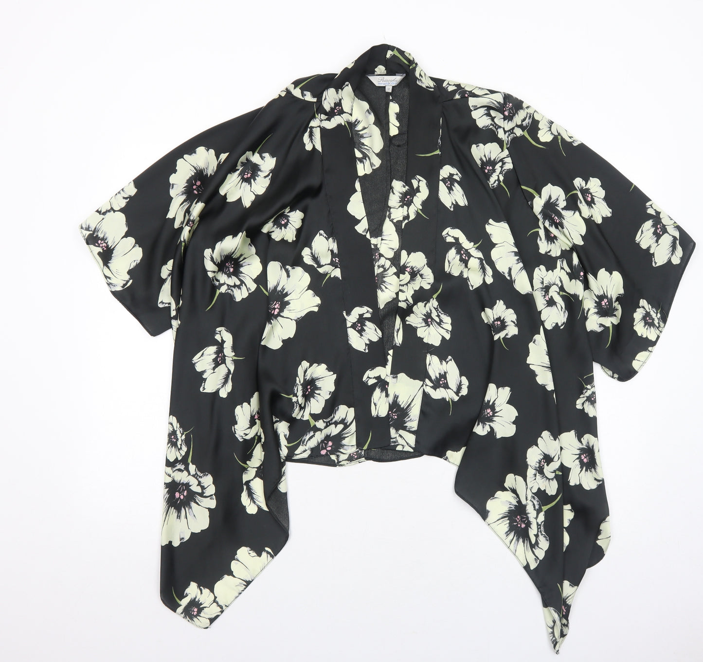 Peacocks Womens Black Floral Polyester Basic Blouse Size 12 V-Neck