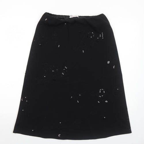 Bonmarché Womens Black Polyester A-Line Skirt Size 12