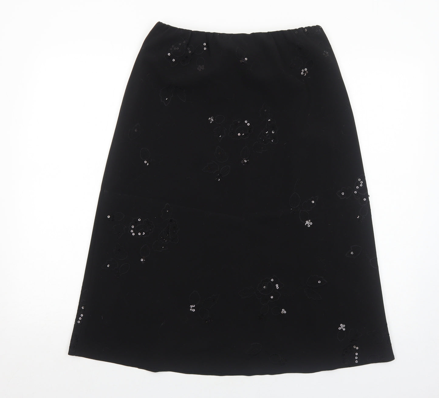 Bonmarché Womens Black Polyester A-Line Skirt Size 12