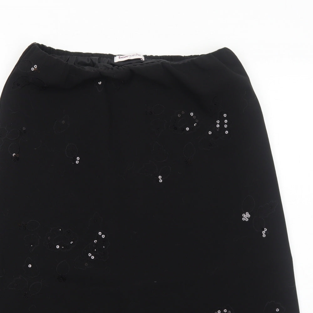 Bonmarché Womens Black Polyester A-Line Skirt Size 12
