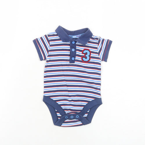 Marks and Spencer Boys Blue Striped Cotton Babygrow One-Piece Size 3-6 Months Snap - 3