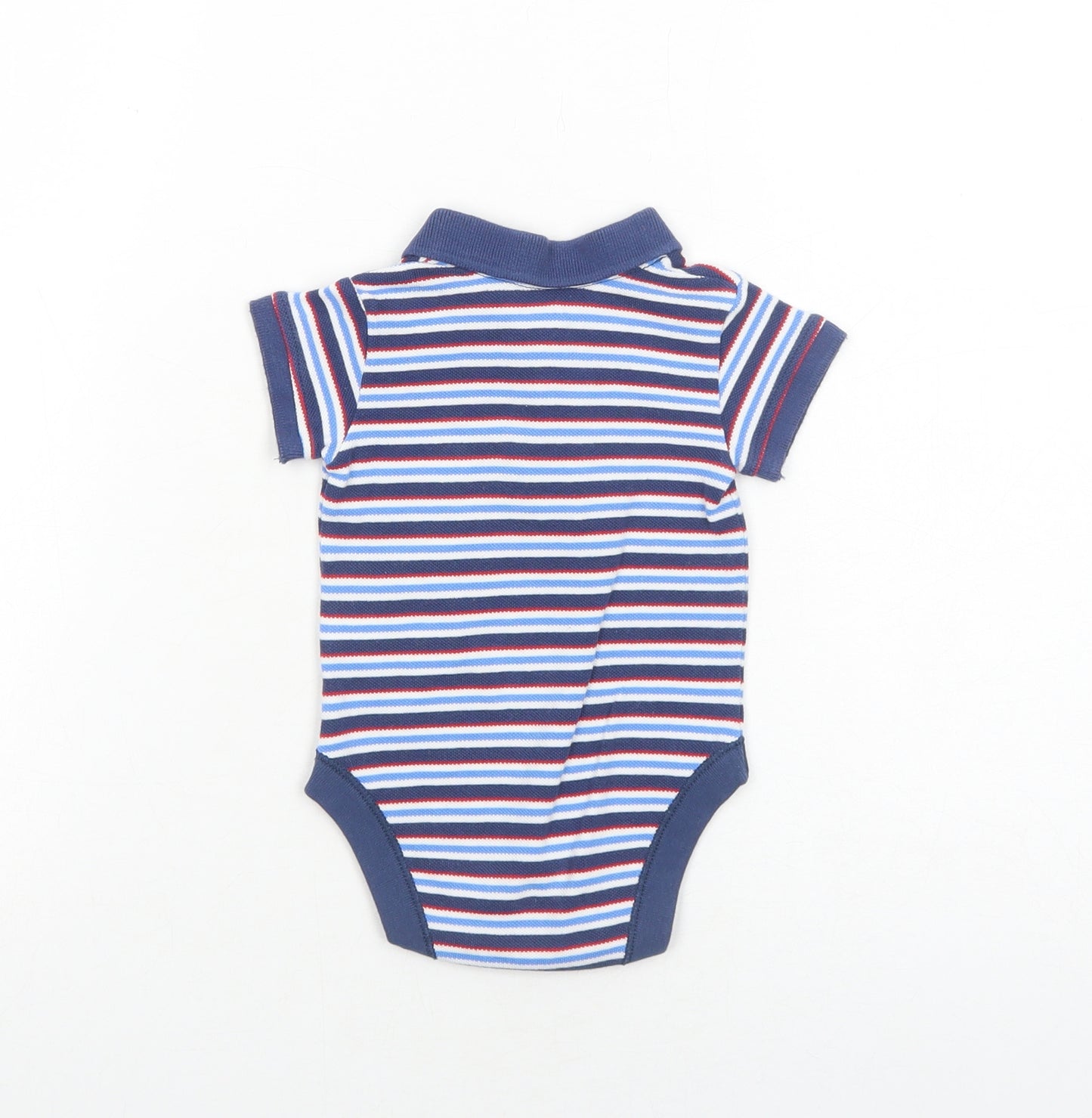 Marks and Spencer Boys Blue Striped Cotton Babygrow One-Piece Size 3-6 Months Snap - 3