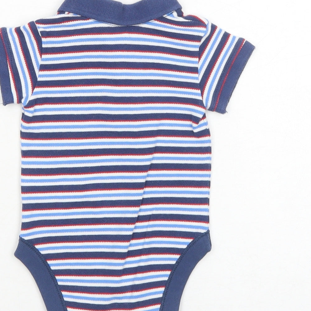 Marks and Spencer Boys Blue Striped Cotton Babygrow One-Piece Size 3-6 Months Snap - 3