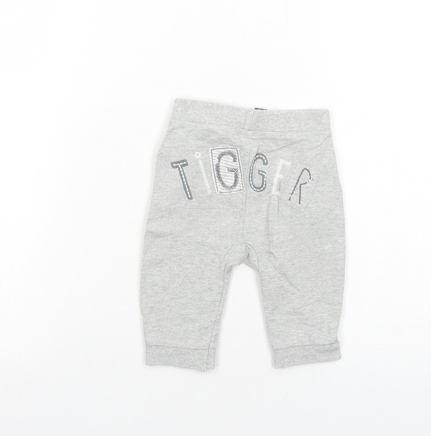 George Boys Grey Cotton Jogger Trousers Size 3-6 Months Pullover - Tigger