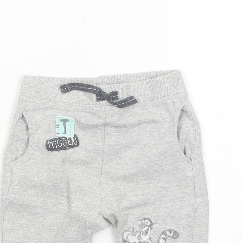 George Boys Grey Cotton Jogger Trousers Size 3-6 Months Pullover - Tigger