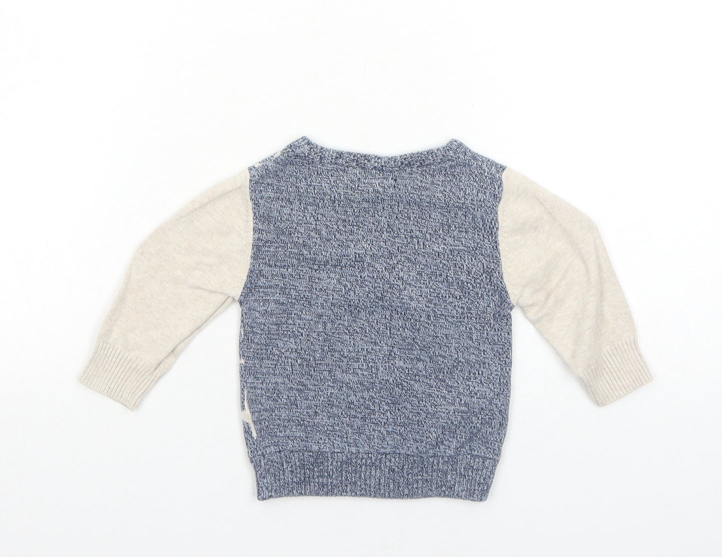 NEXT Boys Blue Geometric Cotton Pullover Jumper Size 3-6 Months Pullover - Star Print