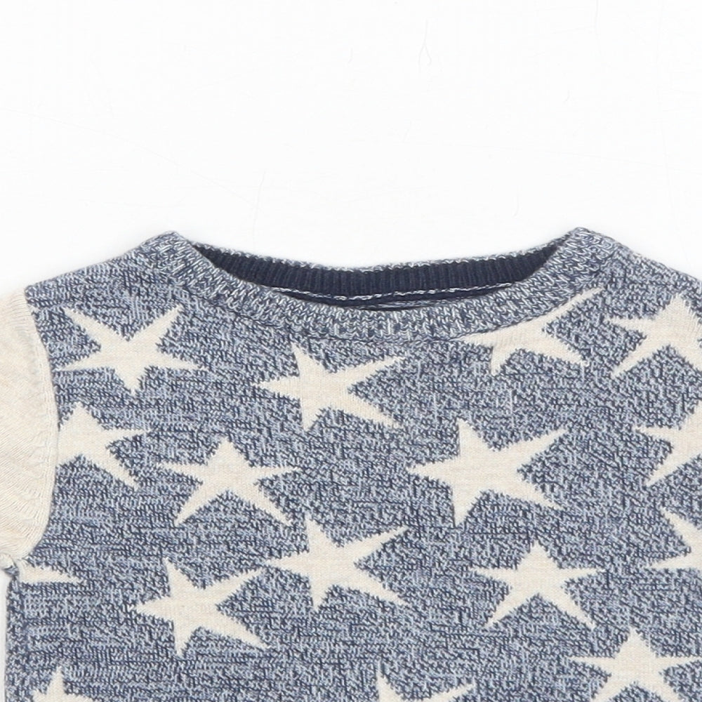 NEXT Boys Blue Geometric Cotton Pullover Jumper Size 3-6 Months Pullover - Star Print