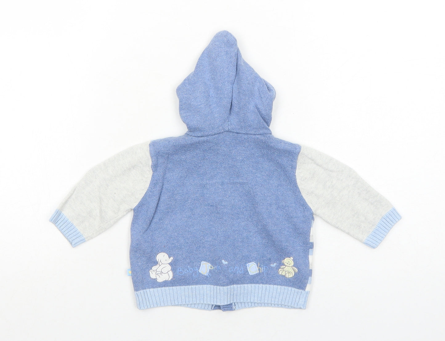 Mothercare Boys Blue Striped Cotton Cardigan Jumper Size 3-6 Months Button