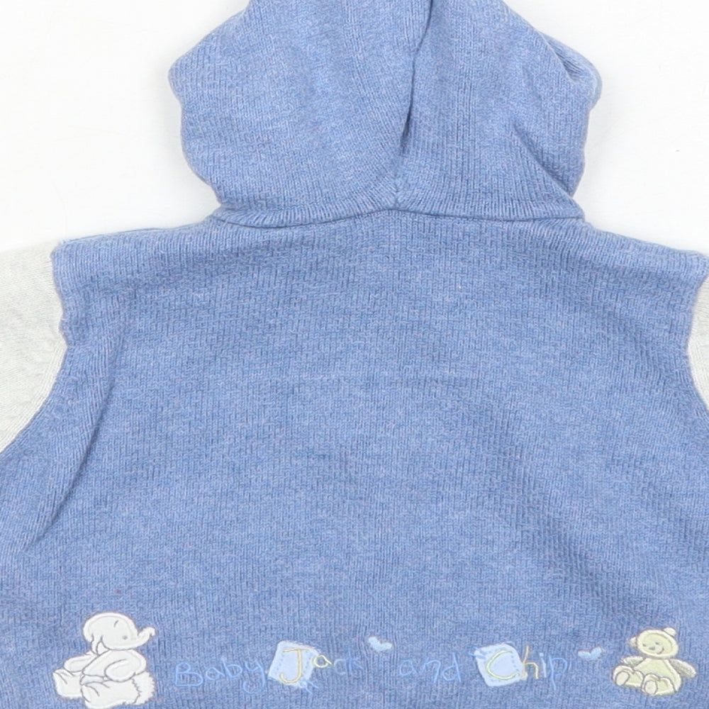 Mothercare Boys Blue Striped Cotton Cardigan Jumper Size 3-6 Months Button