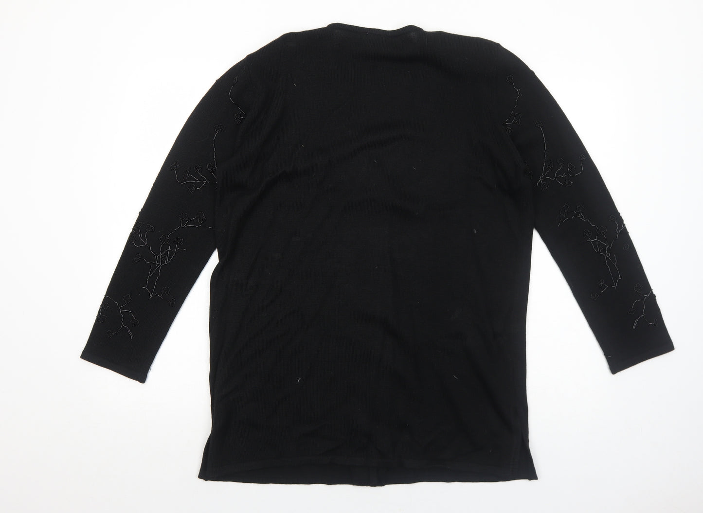 Country Casuals Womens Black V-Neck Polyester Cardigan Jumper Size L