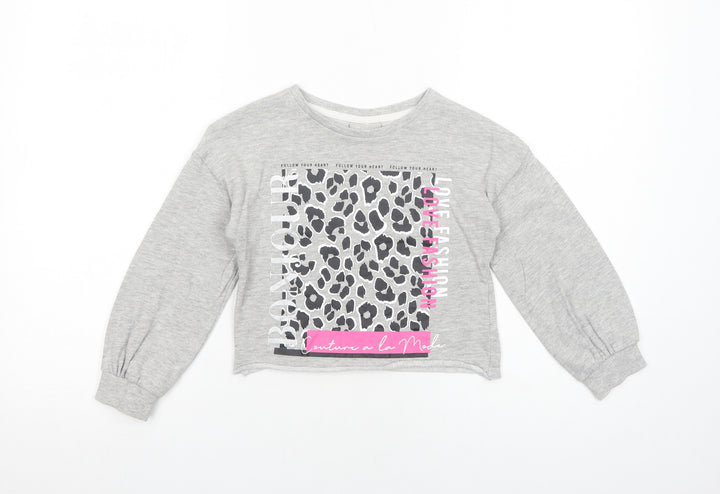 Matalan Girls Grey Cotton Pullover Sweatshirt Size 7 Years Pullover - Bonjour
