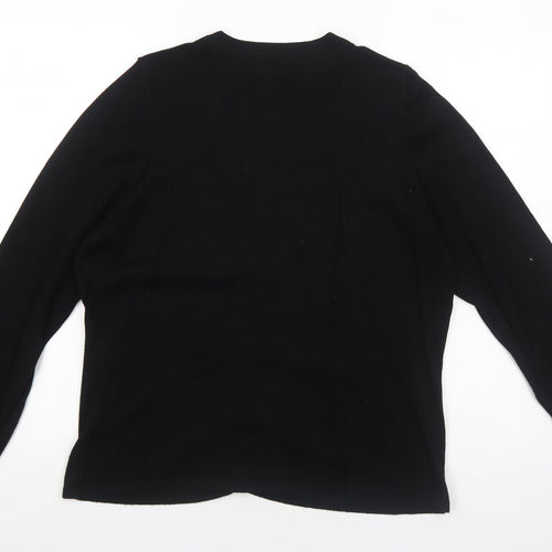 M&Co Womens Black Round Neck Viscose Cardigan Jumper Size XL