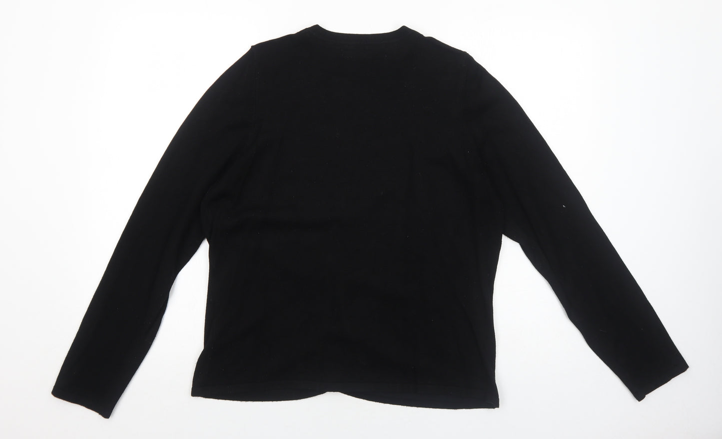 M&Co Womens Black Round Neck Viscose Cardigan Jumper Size XL
