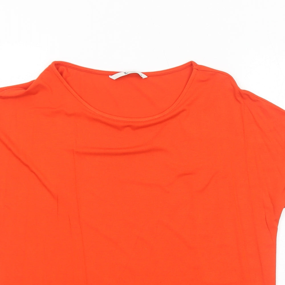TU Womens Orange Viscose Basic T-Shirt Size 10 Round Neck