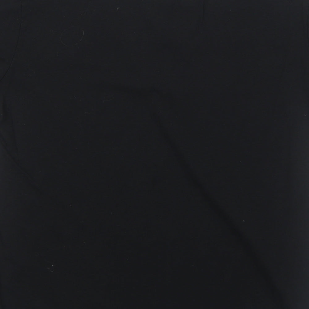 Papaya Womens Black Cotton Basic T-Shirt Size 8 V-Neck