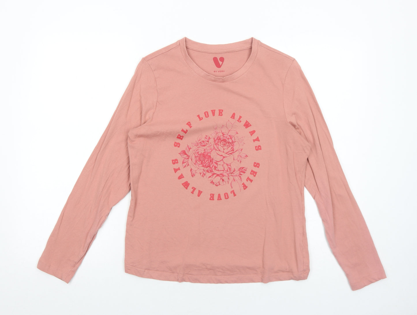 Very Womens Pink Viscose Basic T-Shirt Size 12 Round Neck - Self Love Always