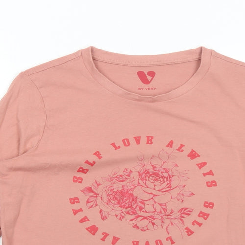 Very Womens Pink Viscose Basic T-Shirt Size 12 Round Neck - Self Love Always