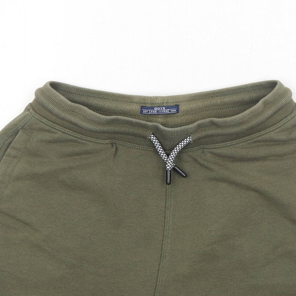NEXT Boys Green Cotton Sweat Shorts Size 11 Years Regular Drawstring