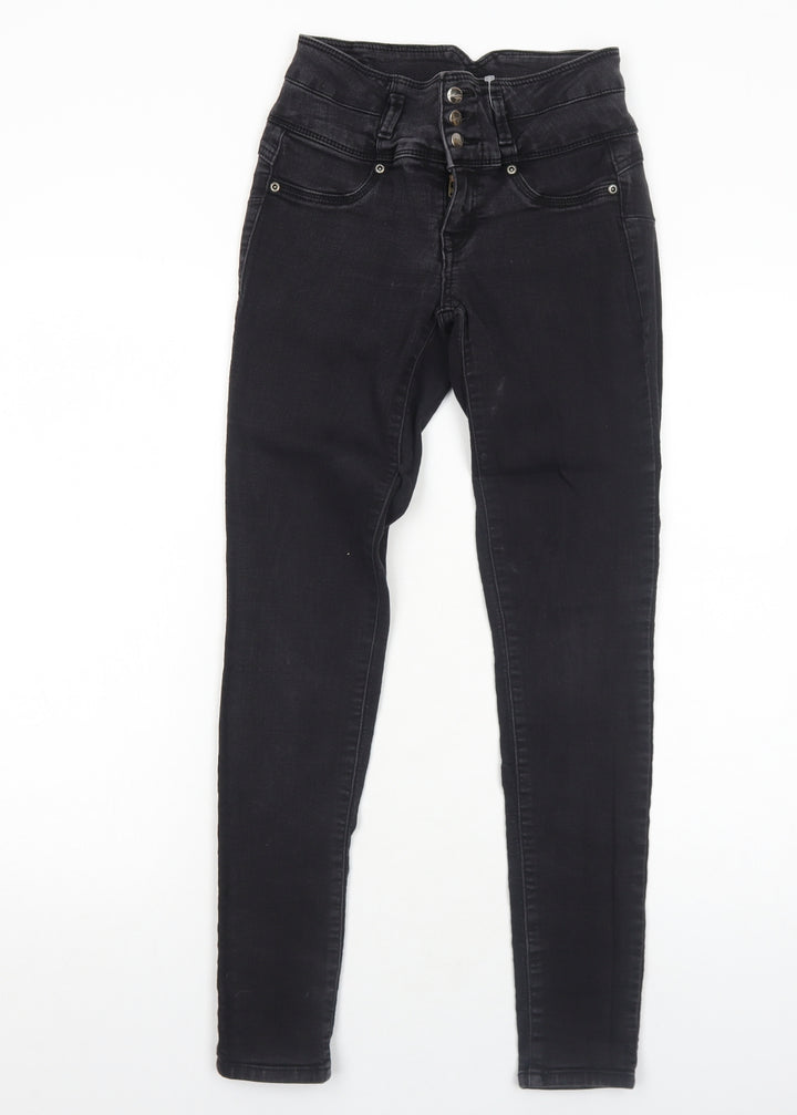 Evermore Womens Black Cotton Skinny Jeans Size 6 Regular Zip