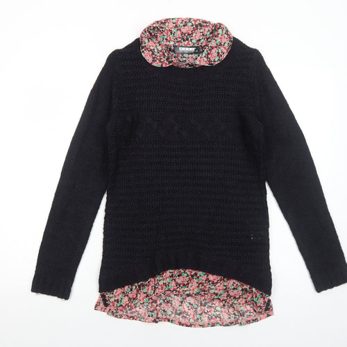 HAO Vogue Leader Womens Black Round Neck Polyester Pullover Jumper Size S