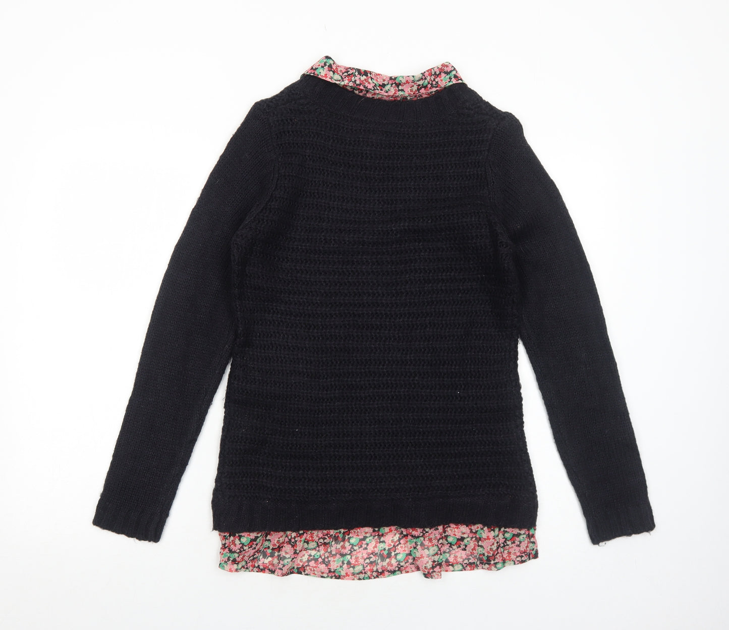 HAO Vogue Leader Womens Black Round Neck Polyester Pullover Jumper Size S
