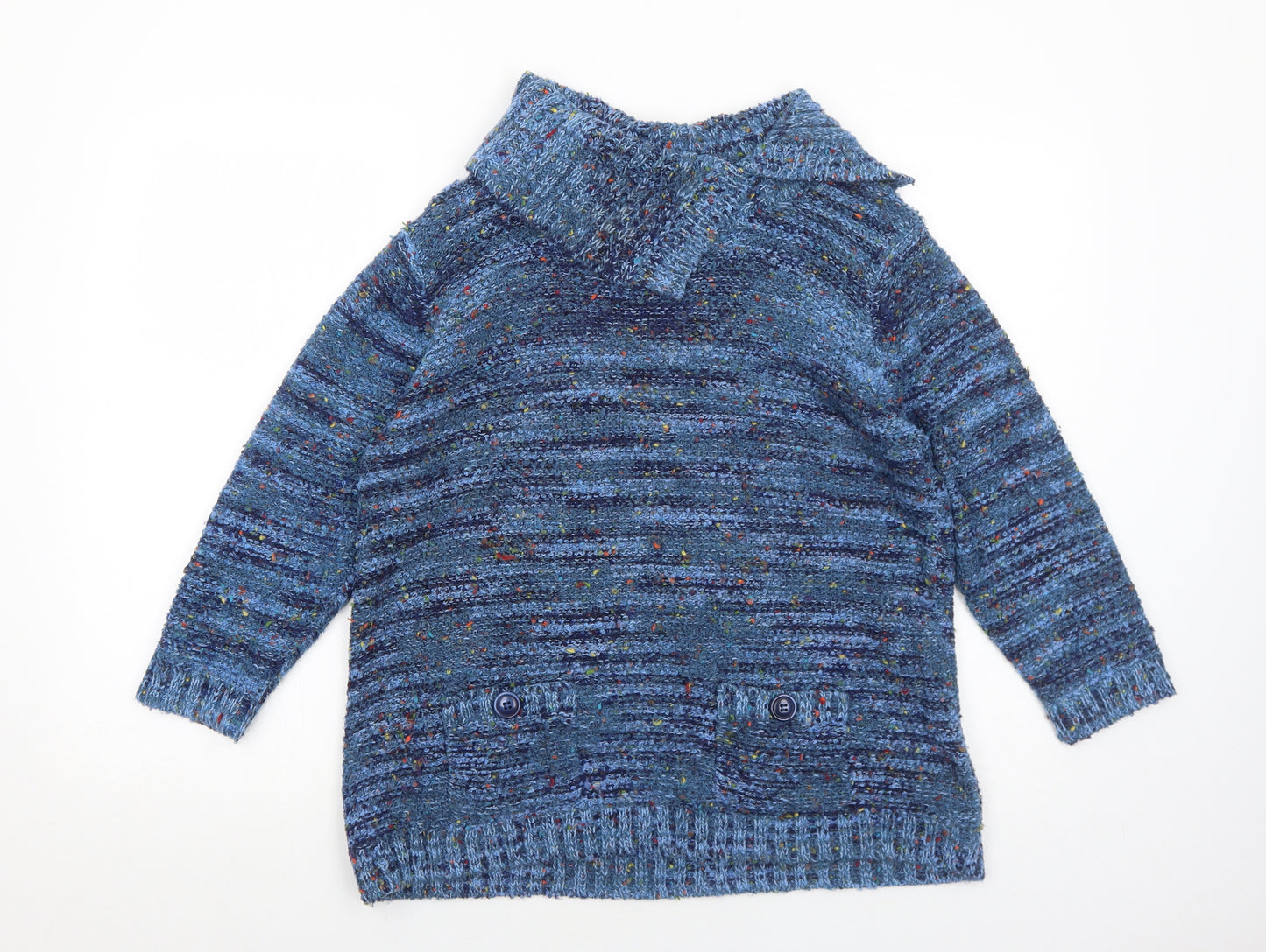 M&Co Womens Blue Roll Neck Acrylic Pullover Jumper Size 16