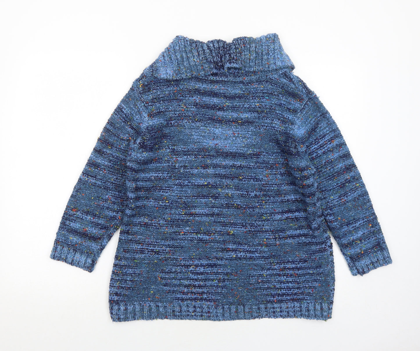 M&Co Womens Blue Roll Neck Acrylic Pullover Jumper Size 16