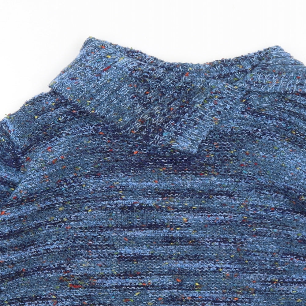 M&Co Womens Blue Roll Neck Acrylic Pullover Jumper Size 16