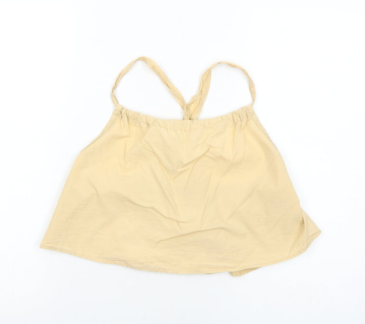PRETTYLITTLETHING Womens Beige Cotton Basic Tank Size 10 Round Neck