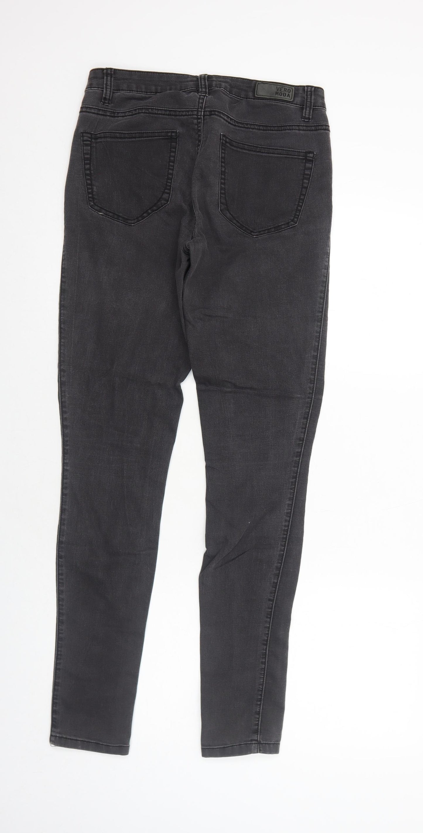 VERO MODA Womens Black Cotton Skinny Jeans Size 10 Regular Zip