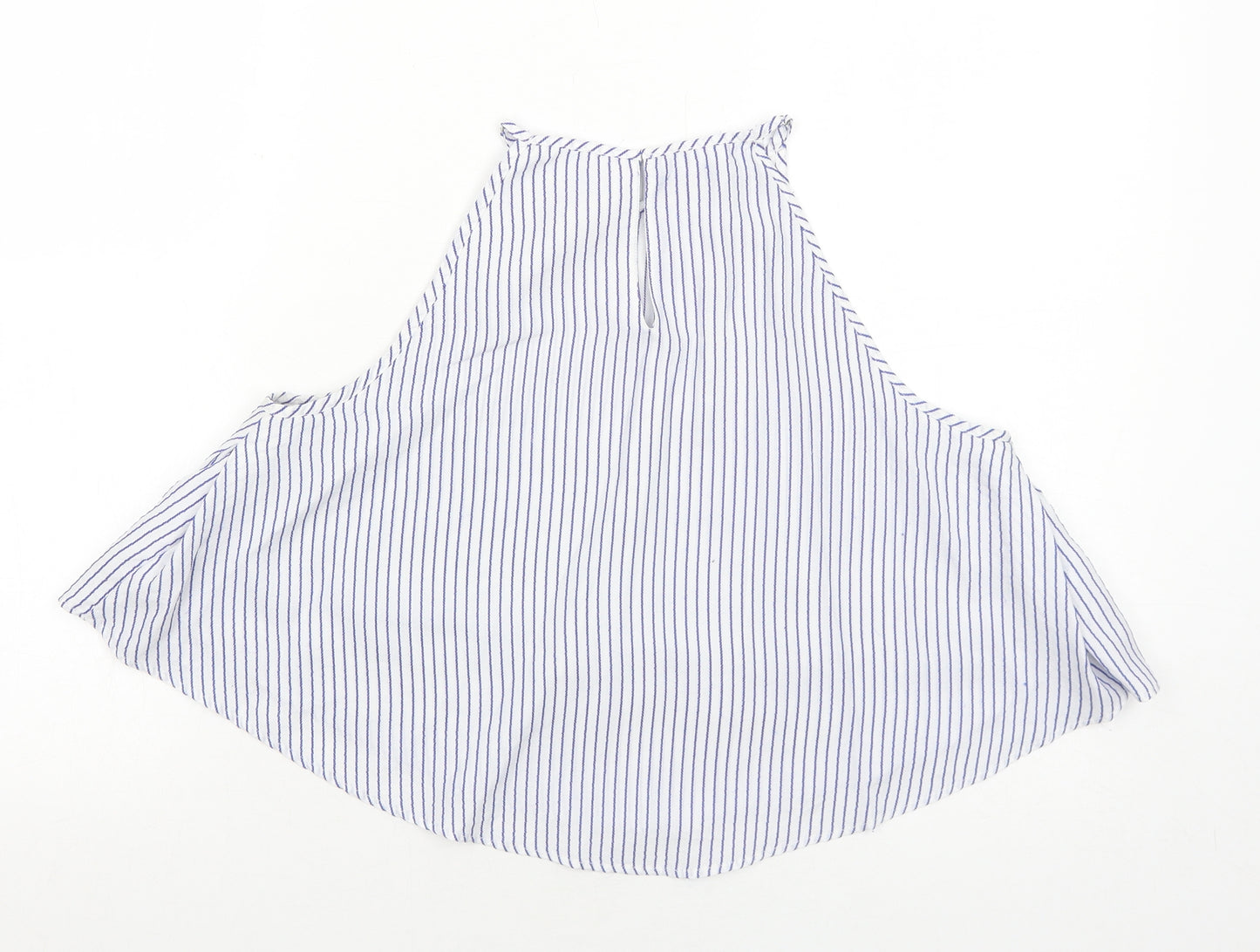 Zara Womens Blue Striped Viscose Basic Tank Size M Round Neck