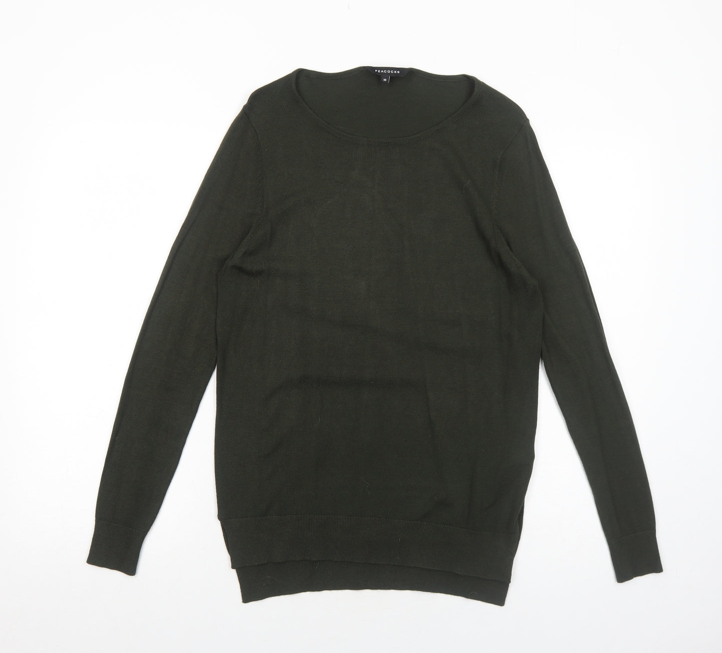 Peacocks Womens Green Round Neck Acrylic Pullover Jumper Size 10