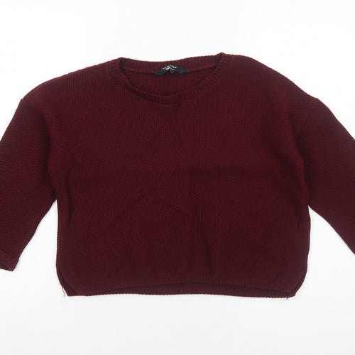 New Look Girls Red Round Neck Acrylic Pullover Jumper Size 14-15 Years Pullover