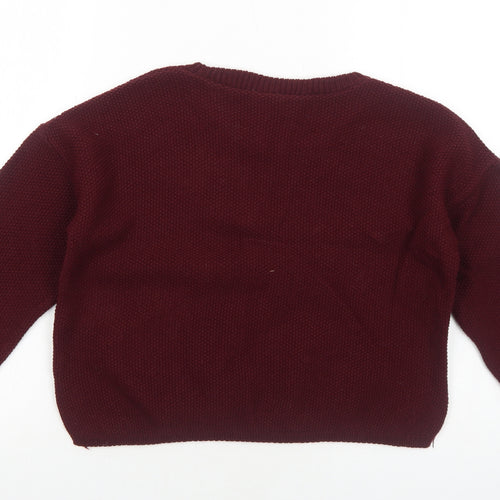 New Look Girls Red Round Neck Acrylic Pullover Jumper Size 14-15 Years Pullover