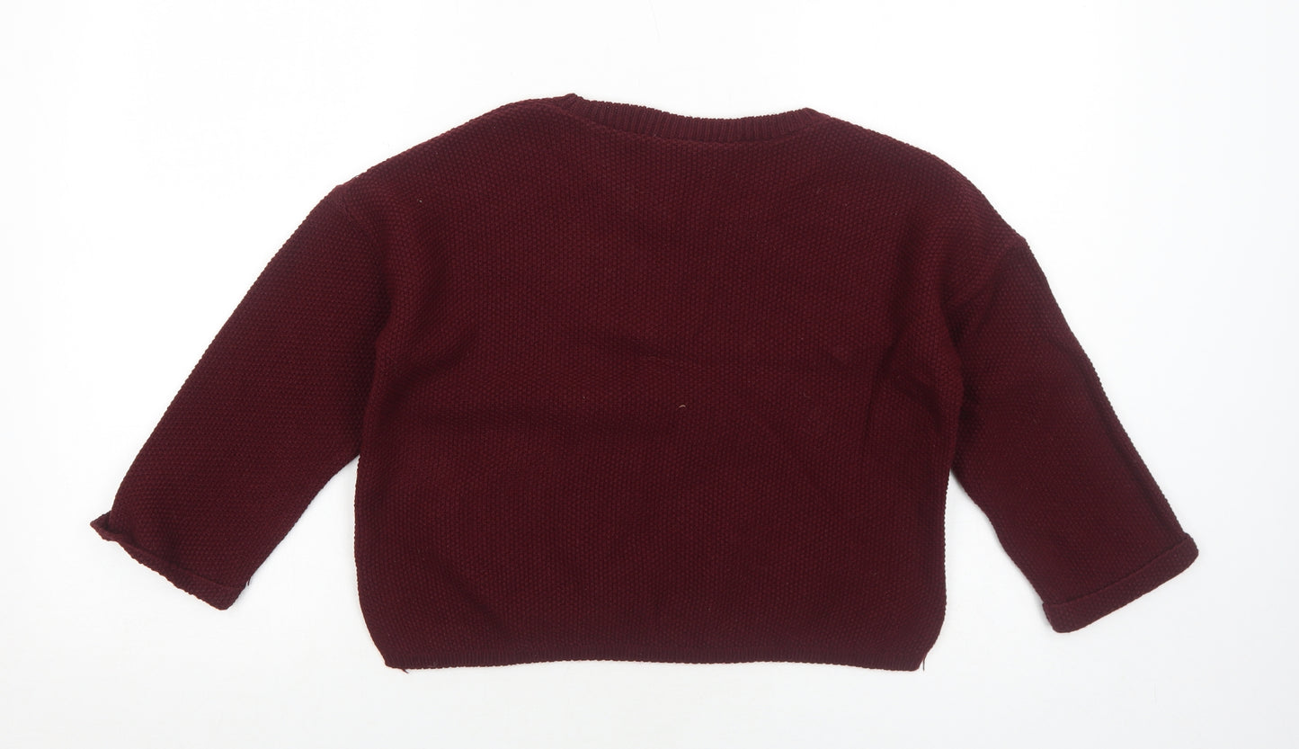 New Look Girls Red Round Neck Acrylic Pullover Jumper Size 14-15 Years Pullover