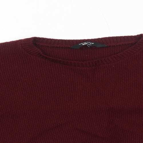 New Look Girls Red Round Neck Acrylic Pullover Jumper Size 14-15 Years Pullover