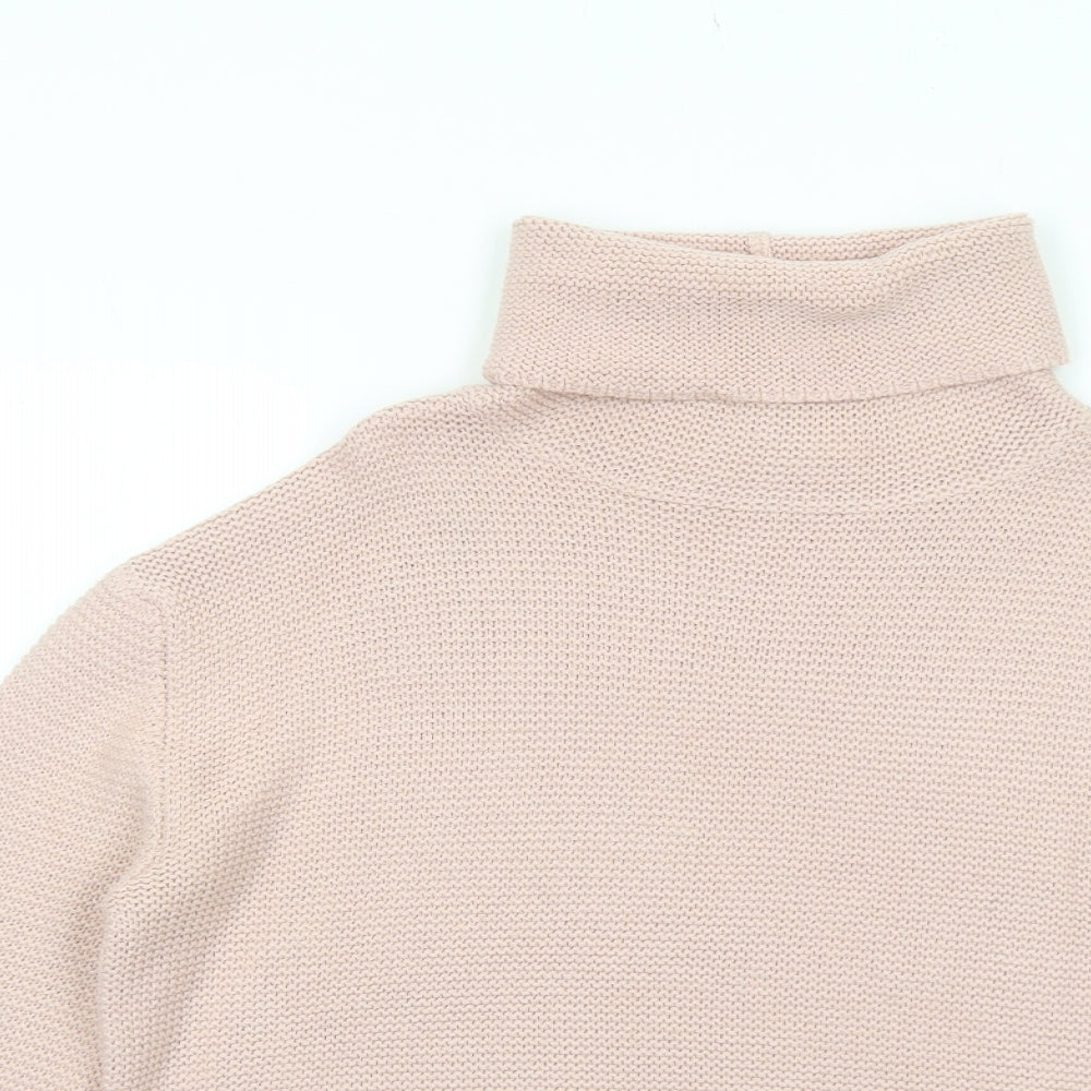H&M Womens Pink Roll Neck Acrylic Pullover Jumper Size XS