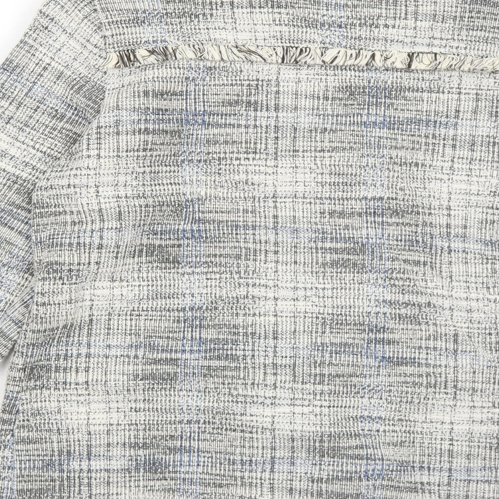 Klass Womens White Jacket Blazer Size 10 Zip - Fringe Detail