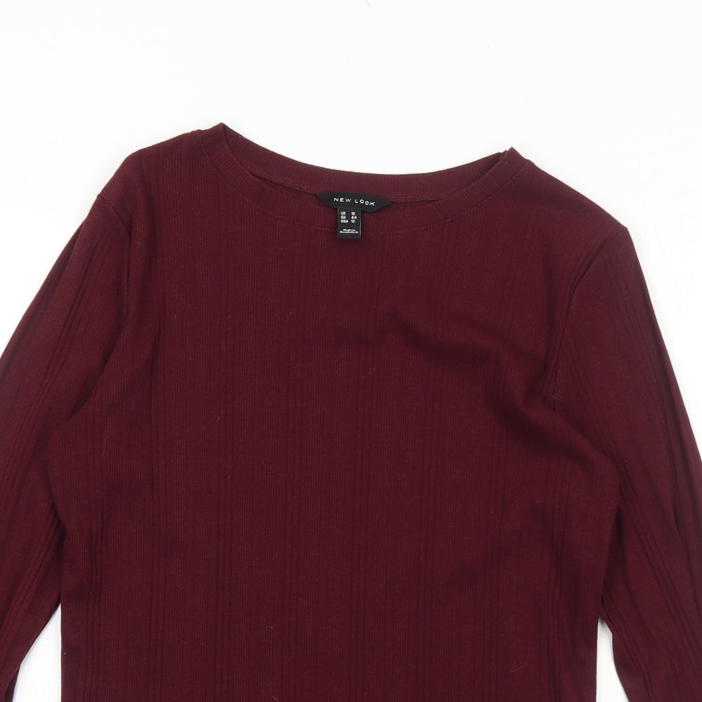 New Look Womens Purple Viscose Basic T-Shirt Size 16 Round Neck