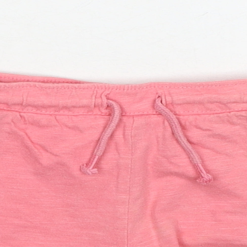 F&F Girls Pink Cotton Sweat Shorts Size 5-6 Years Regular Drawstring - Lace Detail